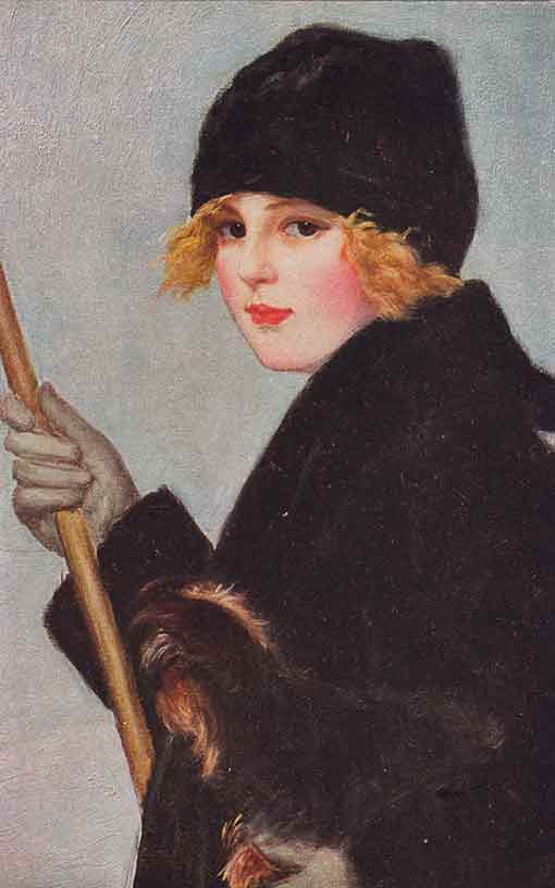 Žena na pohlednicích, reprodukce od G. C. Collata, 1920