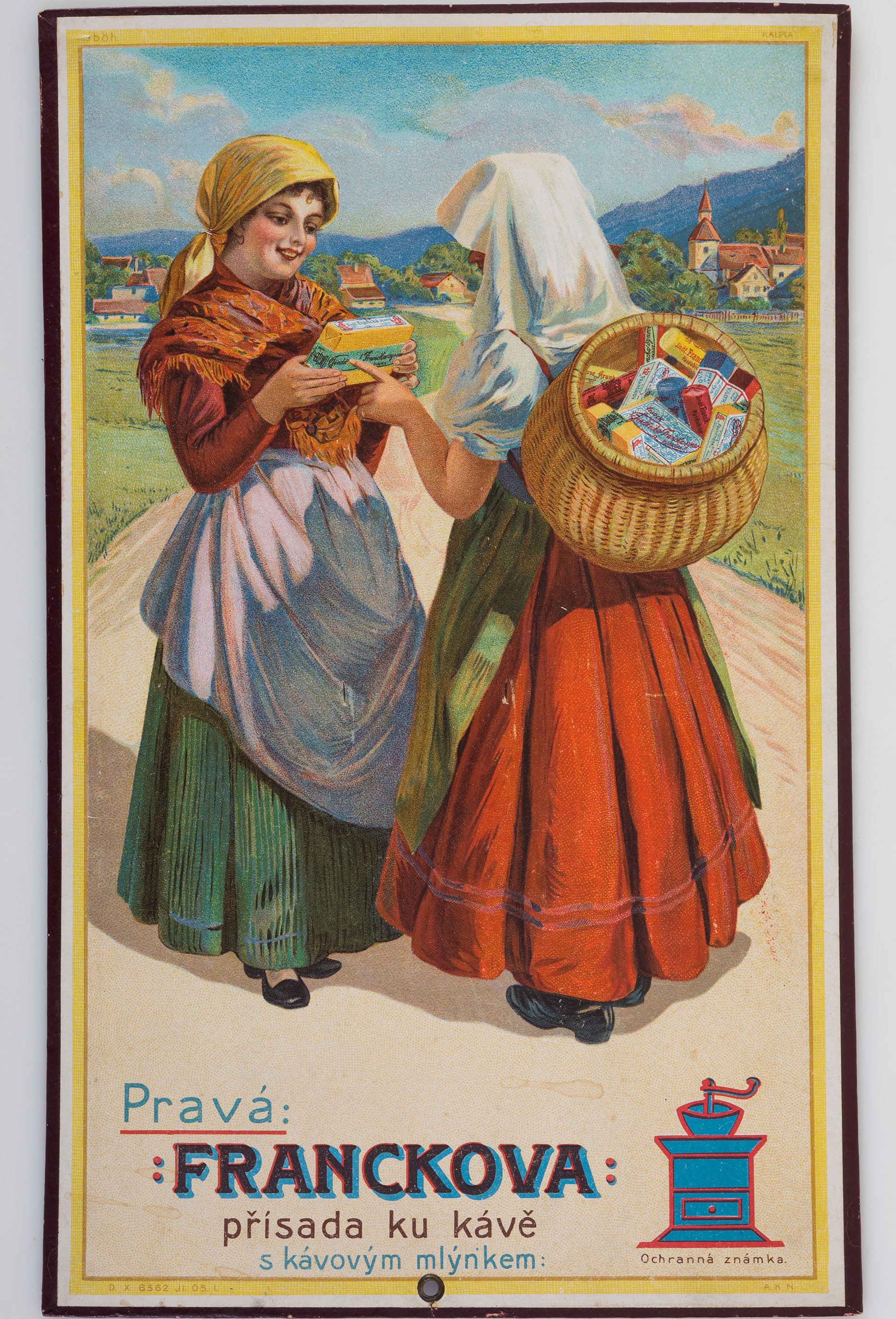 Reklamní podložka kalendáře, přelom 19. a 20. století