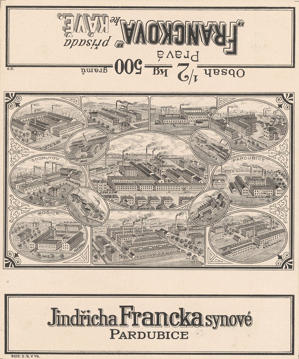 Papírový arch na obal zboží, přelom 19. a 20. století