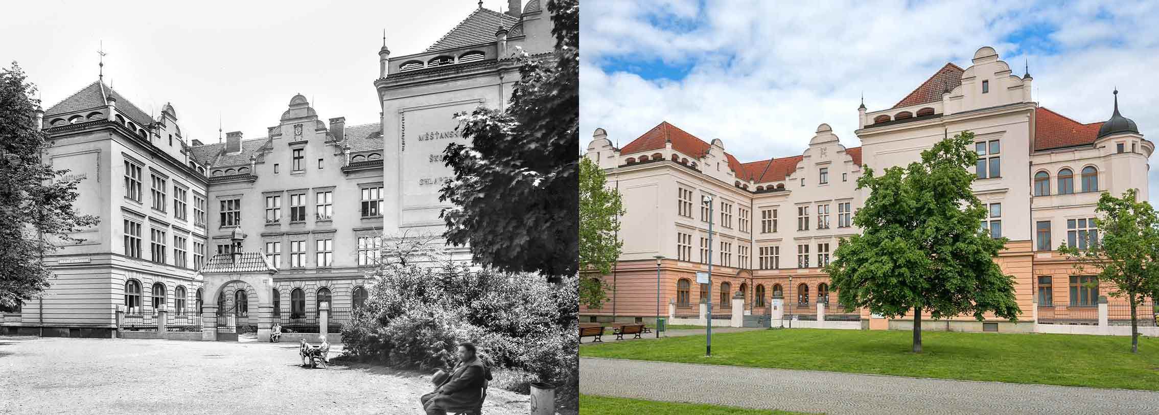 Pardubice, Měšťanská dívčí a chlapecká škola Bratranců Veverkových, postavena 1911