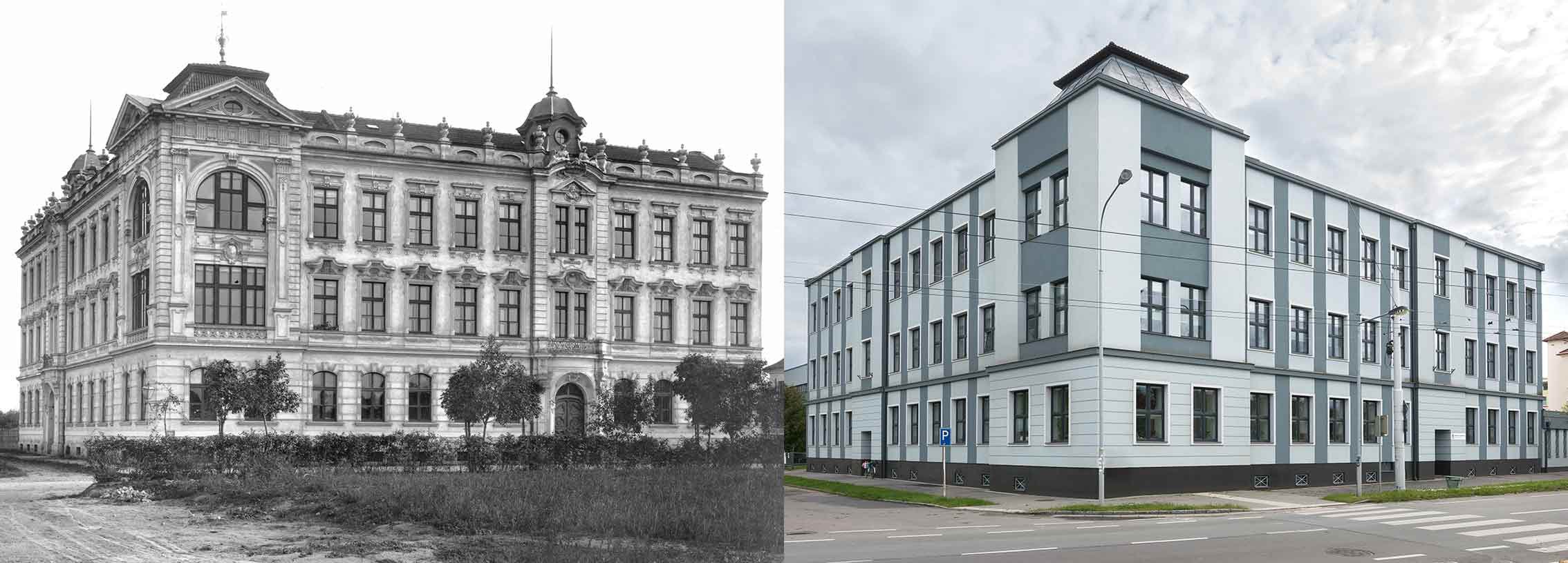 Pardubice, obecná a měšťanská škola, postavena 1903, dnes Sportovní gymnázium