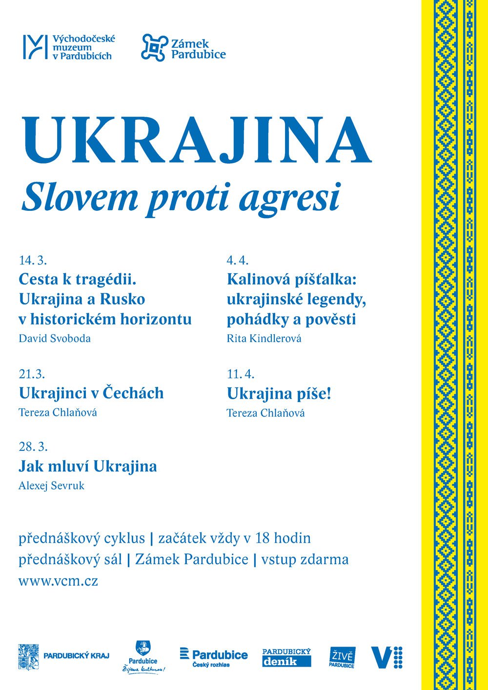 Ukrajina - slovem proti agresi - plakát přednáškového cyklu